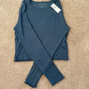 Cropped American Eagle Long Sleeve Top
